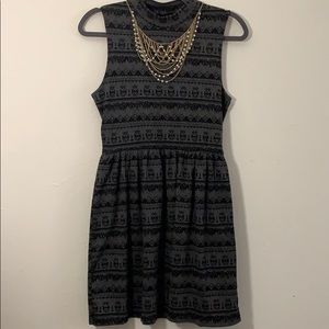 Mock Neck Sleeveless Dress with Cut Out Back